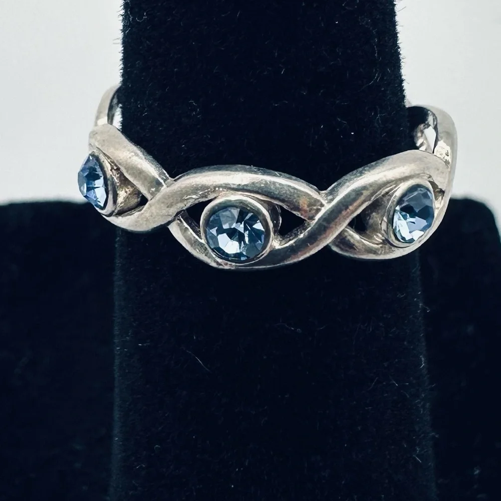 Sterling Silver Marked 925 Adjustable Toe Ring with Blue Stones